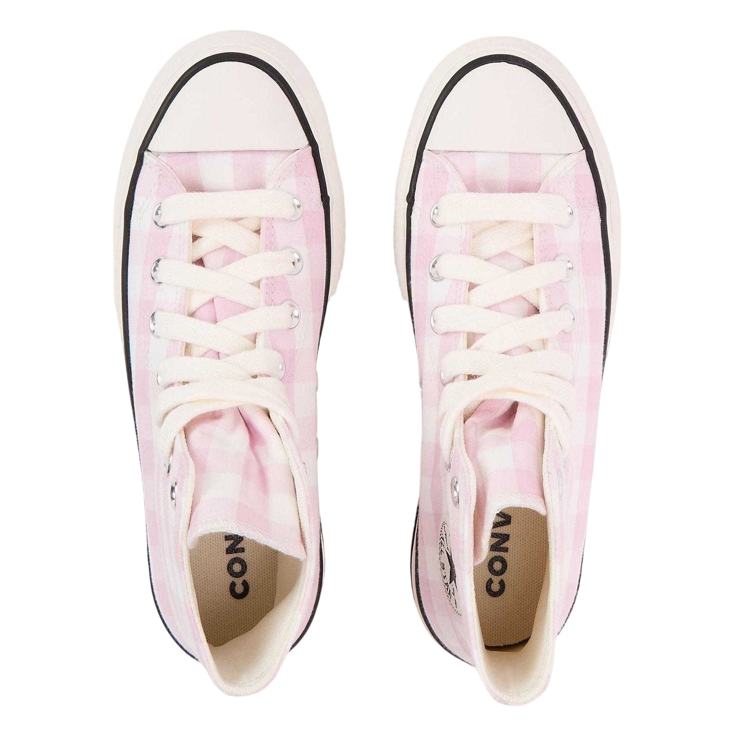 Pink - Lifestyle - Converse Womens-Ladies Chuck Classic Gingham Check High Top Trainers