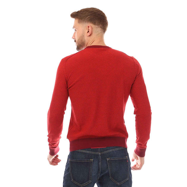 Red - Back - Boss Mens Kapoko Knitted Cotton Sweatshirt