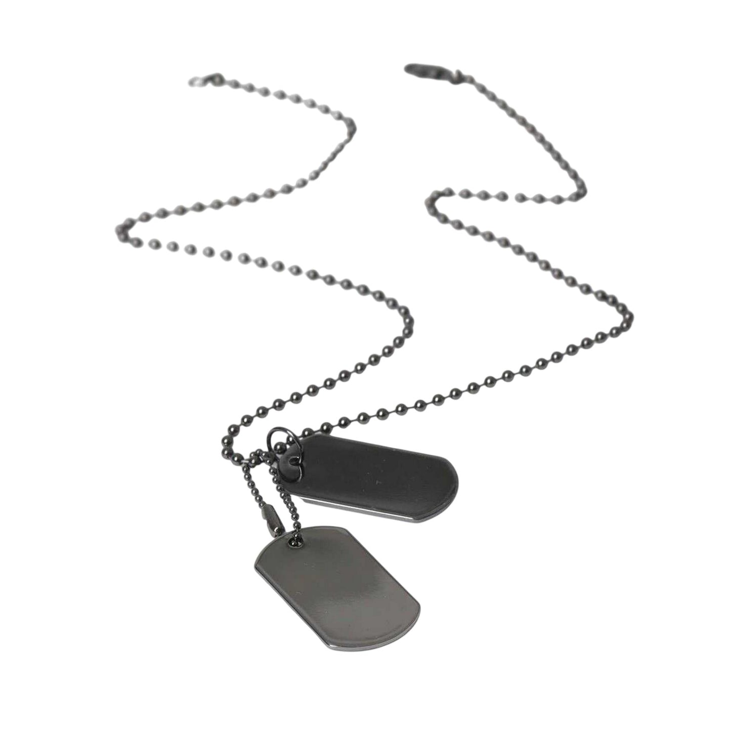 Gunmetal - Side - Fabric Metal Dog Tag And Chain