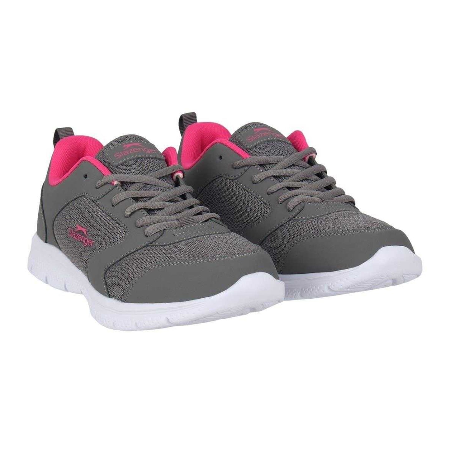 Charcoal-Pink - Pack Shot - Slazenger Womens-Ladies Mesh Flat Trainers