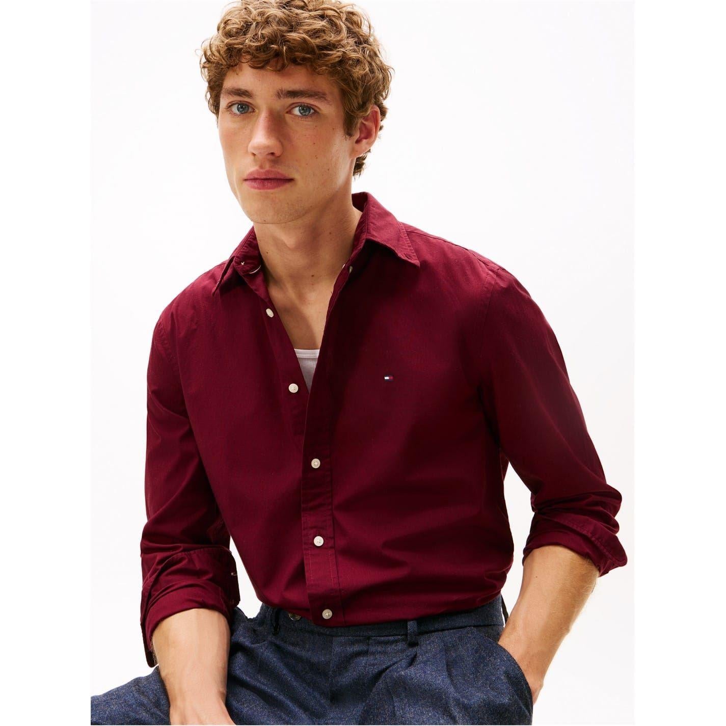 Rouge Red - Pack Shot - Tommy Hilfiger Mens Core Flex Poplin Shirt