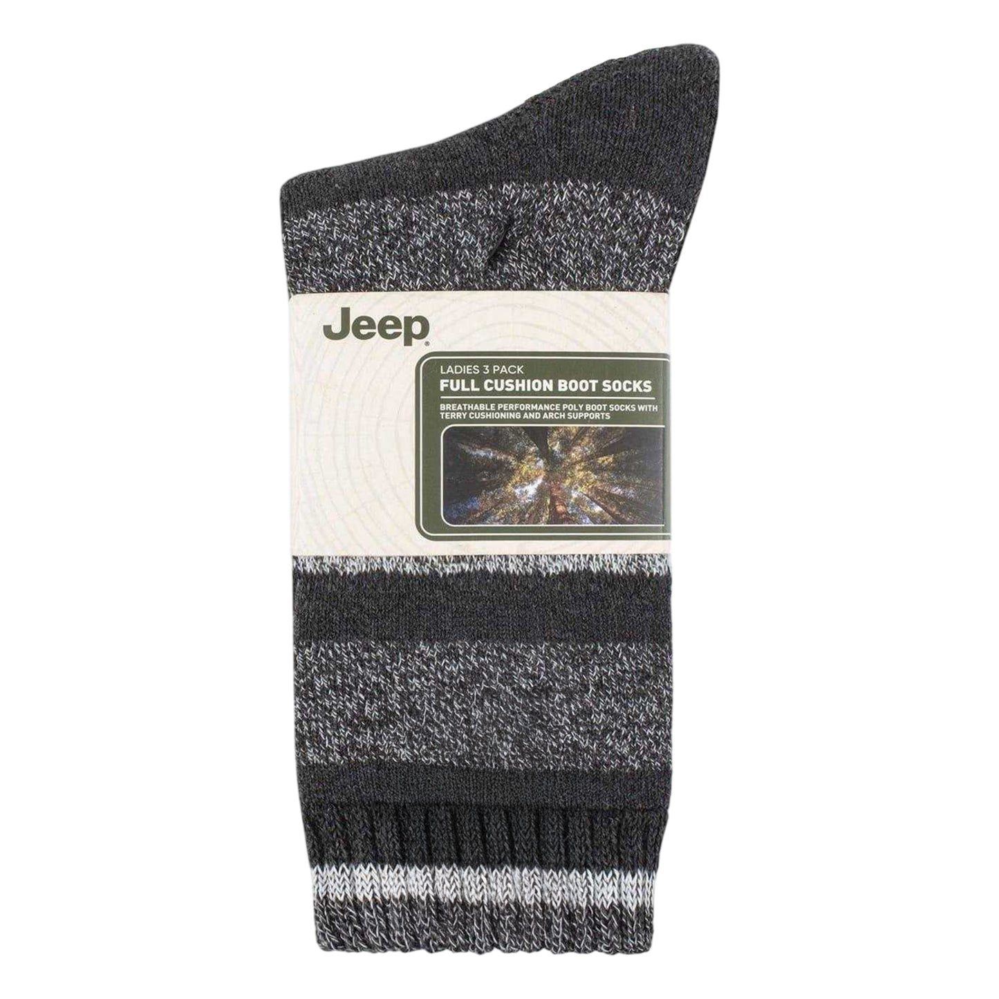 Slate-Grey - Side - Jeep Womens-Ladies Stripe Boot Socks (Pack of 3)