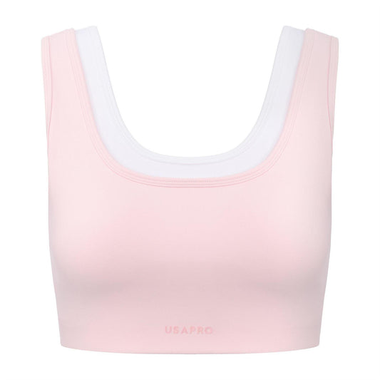 Light Pink - Front - USA Pro Womens-Ladies Pro Layered Sports Bra