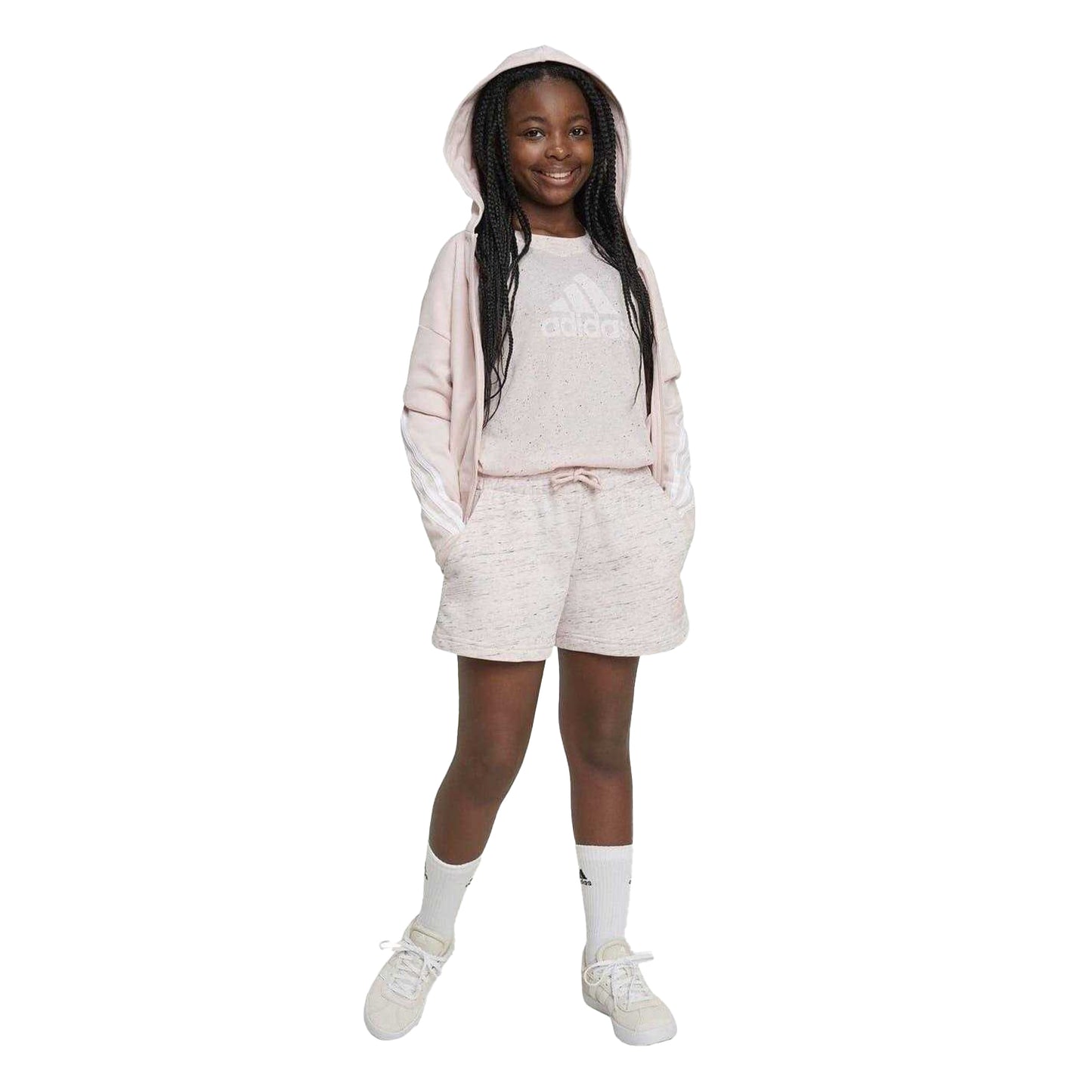 Sandy Pink Melange - Pack Shot - Adidas Childrens-Kids Future Icons Loose Fit Shorts