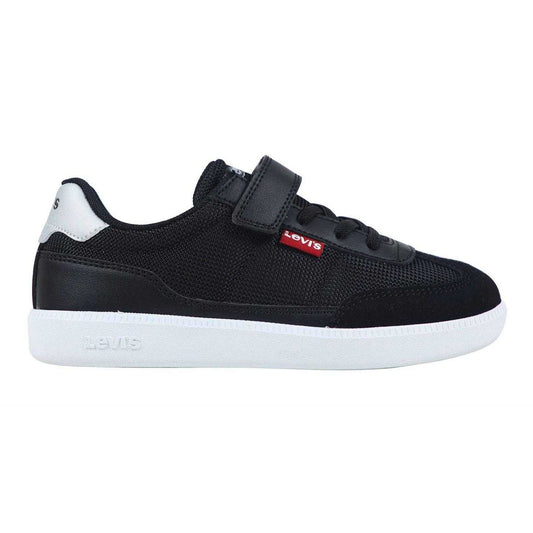 Black-Silver - Front - Levis Childrens-Kids Jackson Trainers