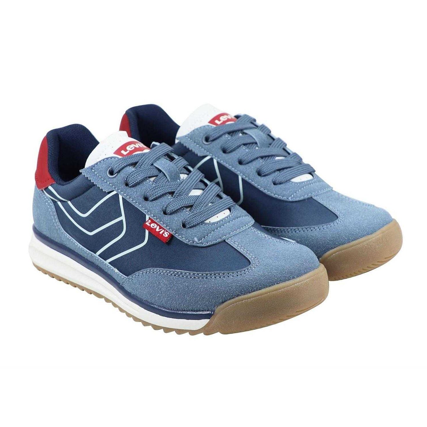 Navy-Red - Pack Shot - Levis Childrens-Kids Running Trainers