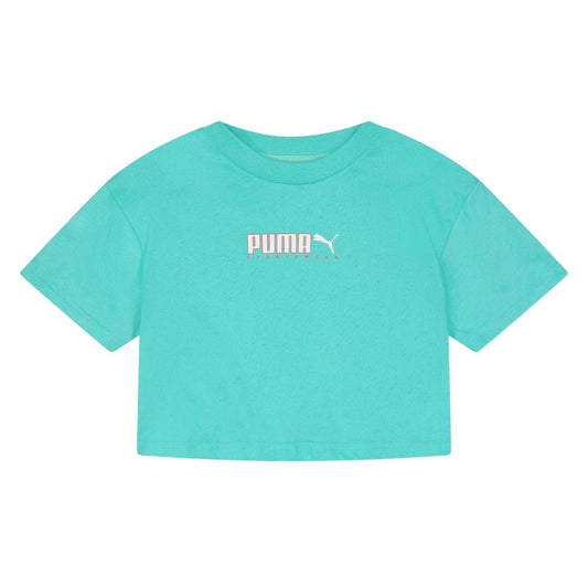 Aqua - Front - Puma Childrens-Kids Cotton Logo T-Shirt