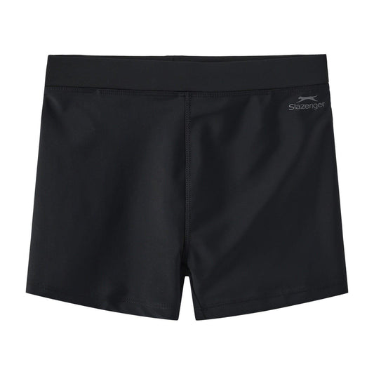 Black - Front - Slazenger Boys Logo Swimming Trunks