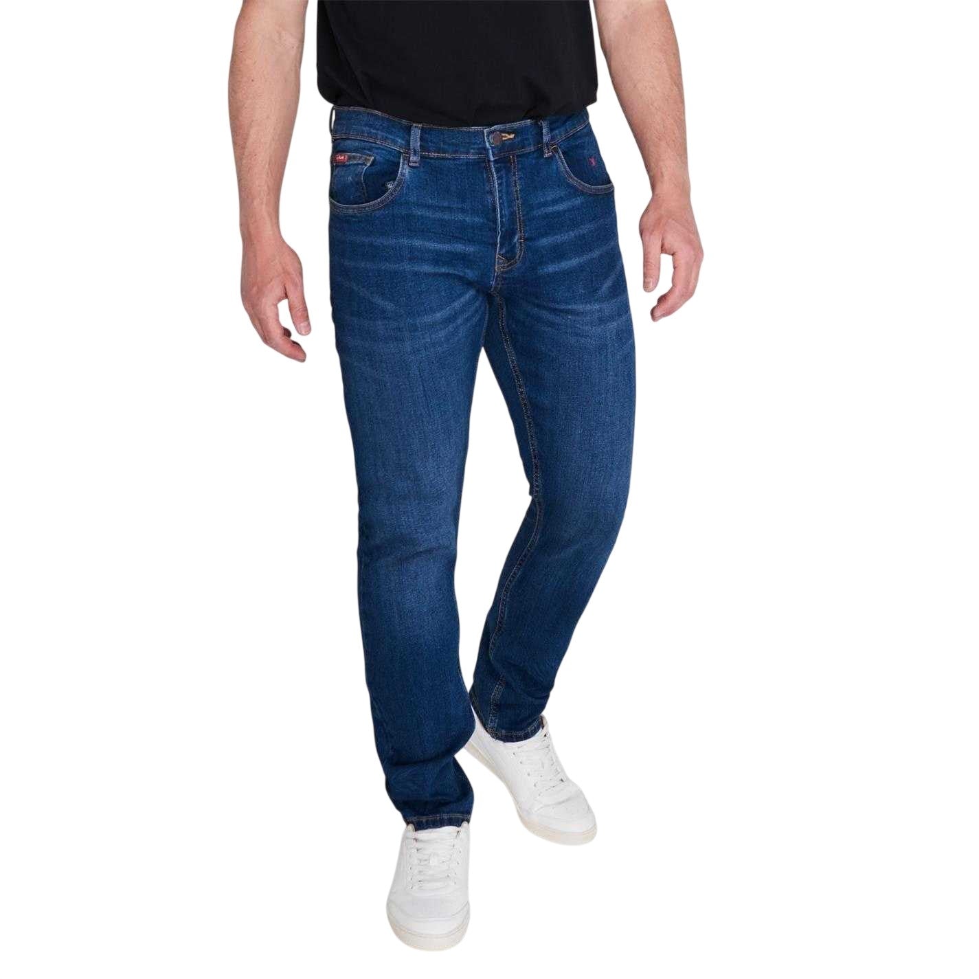 Mid Wash - Lifestyle - Lee Cooper Mens Denim Plain Slim Jeans