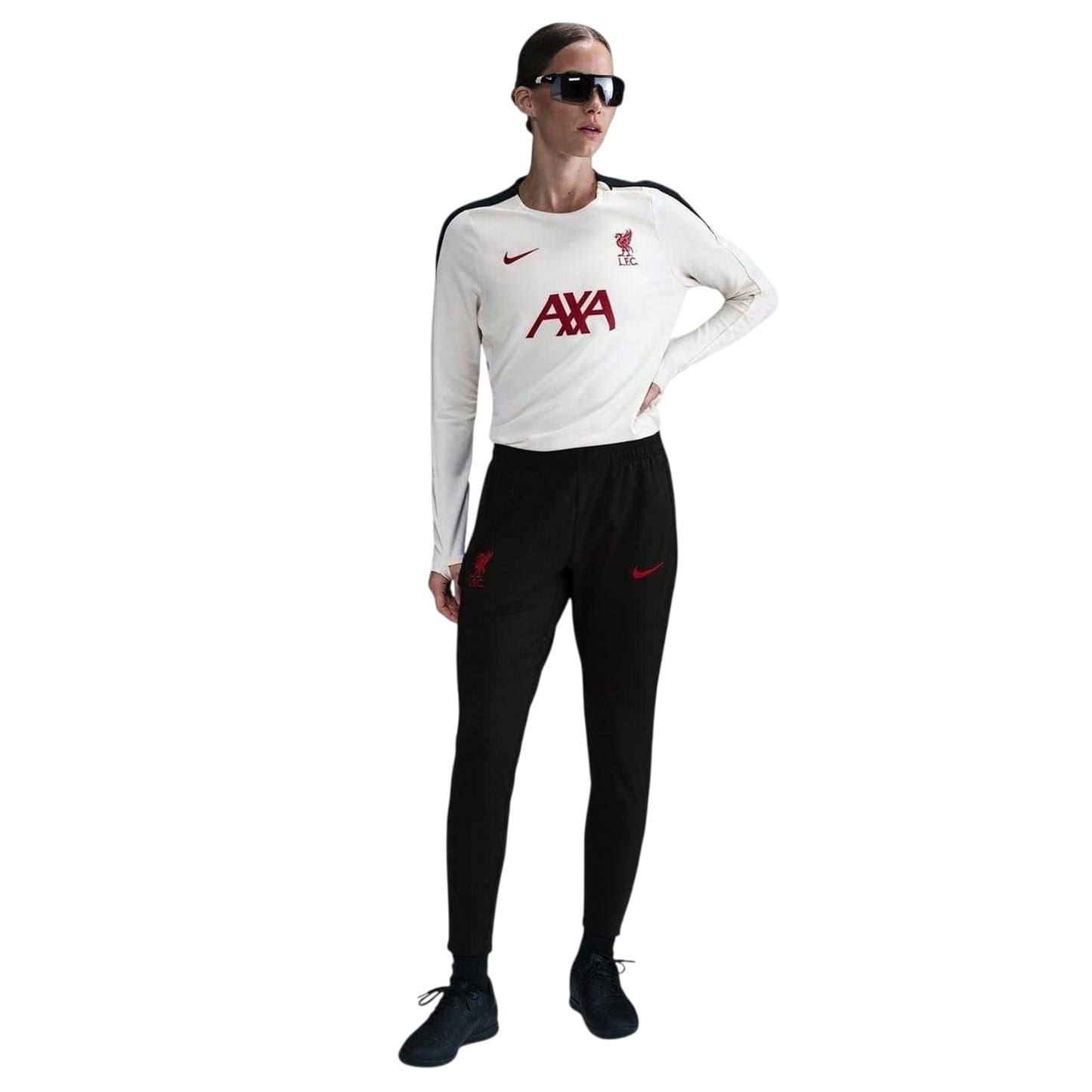Black-Red - Side - Nike Womens-Ladies 2025-2026 Liverpool FC Dri-FIT Tracksuit Bottoms