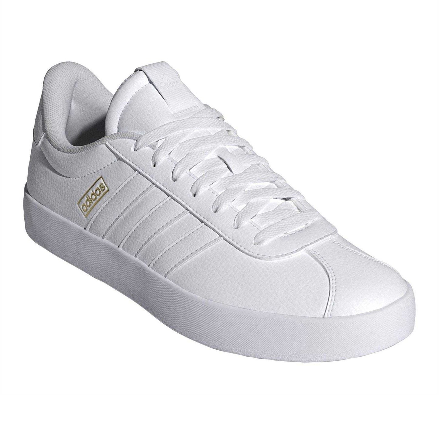 White-Gold - Pack Shot - Adidas Mens VL Court 3.0 Flat Trainers