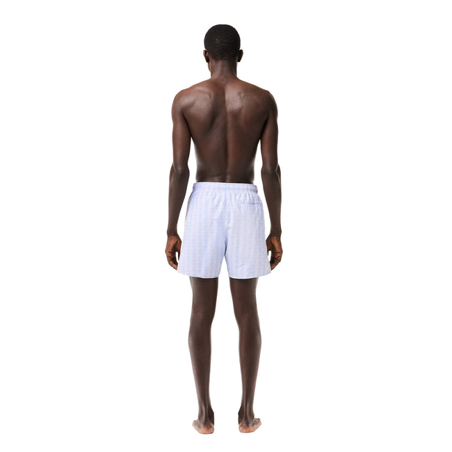 Blue - Back - Lacoste Mens Mid Length Swim Shorts