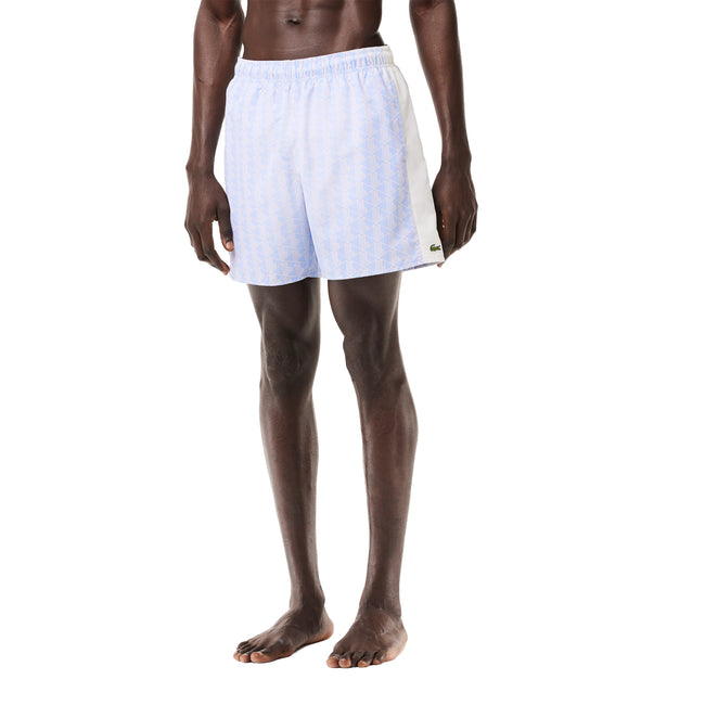 Blue - Close up - Lacoste Mens Mid Length Swim Shorts