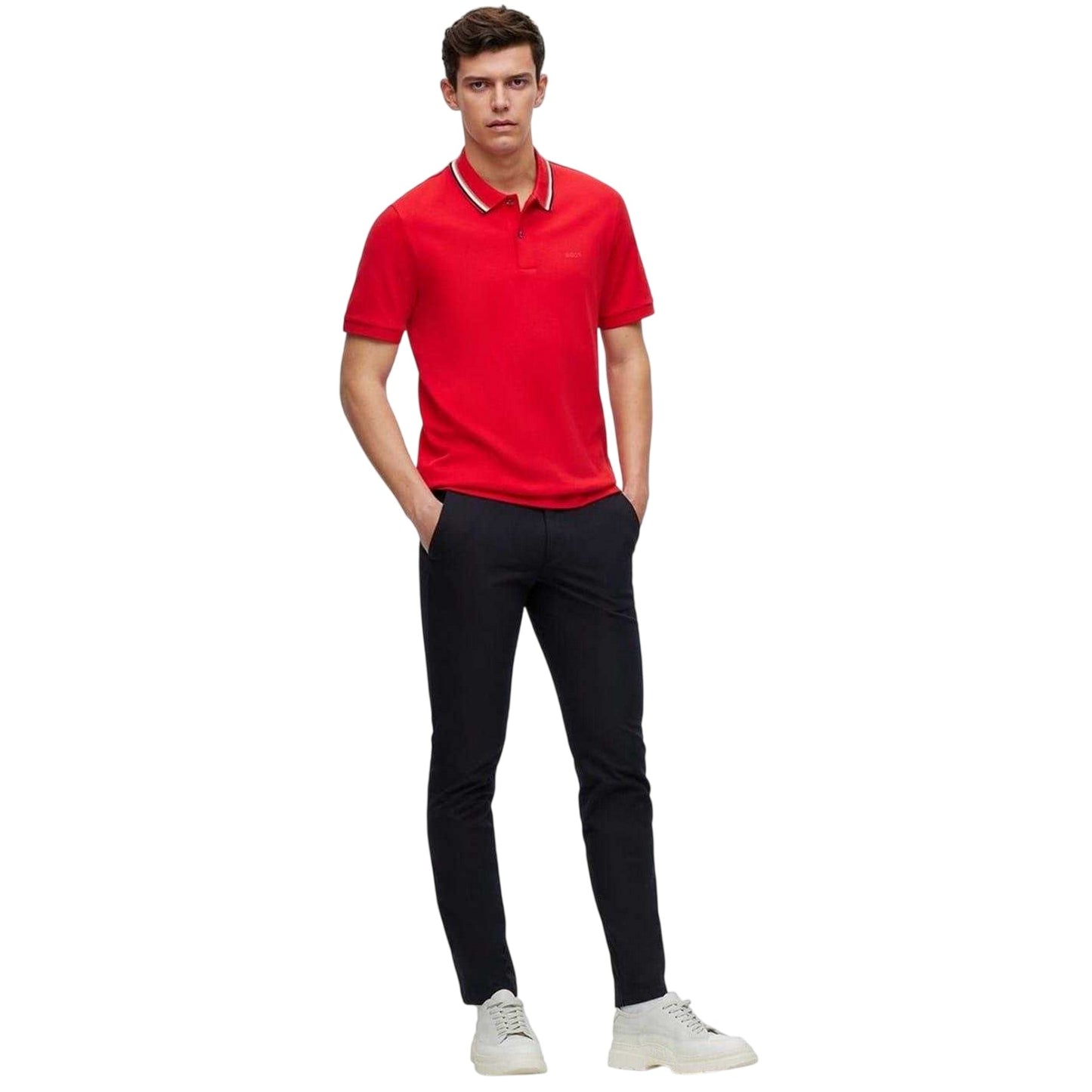 Black - Side - Boss Mens Kaito Organic Cotton Sustainable Slim Trousers