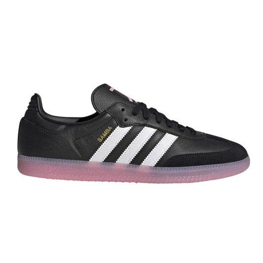 Black-White-Pink - Front - Adidas Mens Samba Club Juventus FC Leather Trainers