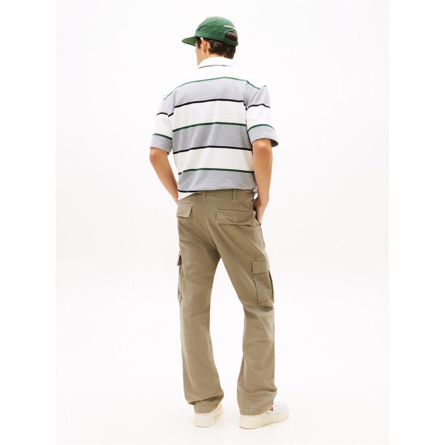 Sage Green - Pack Shot - Tommy Jeans Mens Otis Canvas Cargo Trousers