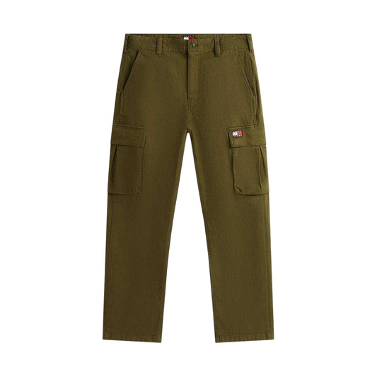 Dark Green - Front - Tommy Jeans Mens Otis Canvas Cargo Trousers