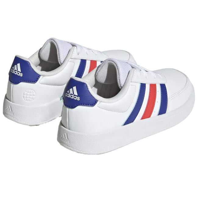 White-Blue-Red - Pack Shot - Adidas Childrens-Kids Breaknet 2.0 Synthetic Leather Trainers
