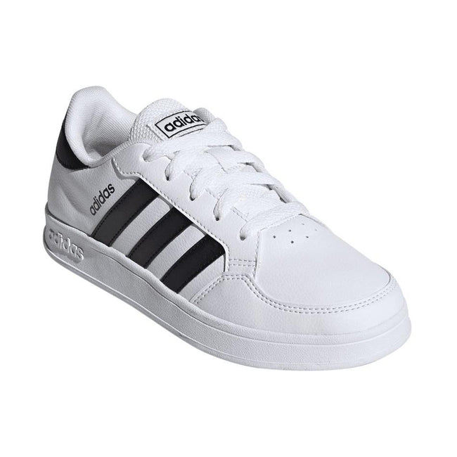 White-Black - Front - Adidas Childrens-Kids Breaknet 2.0 Synthetic Leather Trainers