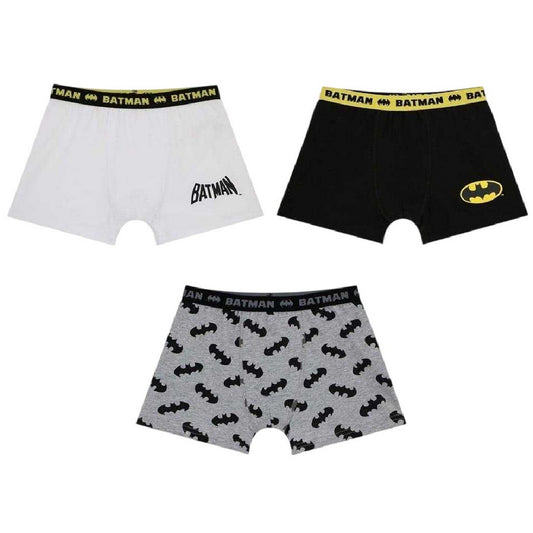 Black-Yellow - Front - Batman Boys Batman Cotton Boxer Briefs (Pack of 3)