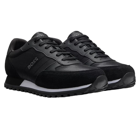 Black-White - Front - Boss Mens Parkour Leather Running Shoes