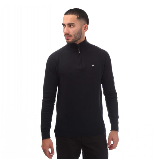 Navy - Front - Weekend Offender Mens Paraguay Quarter Zip Sweatshirt