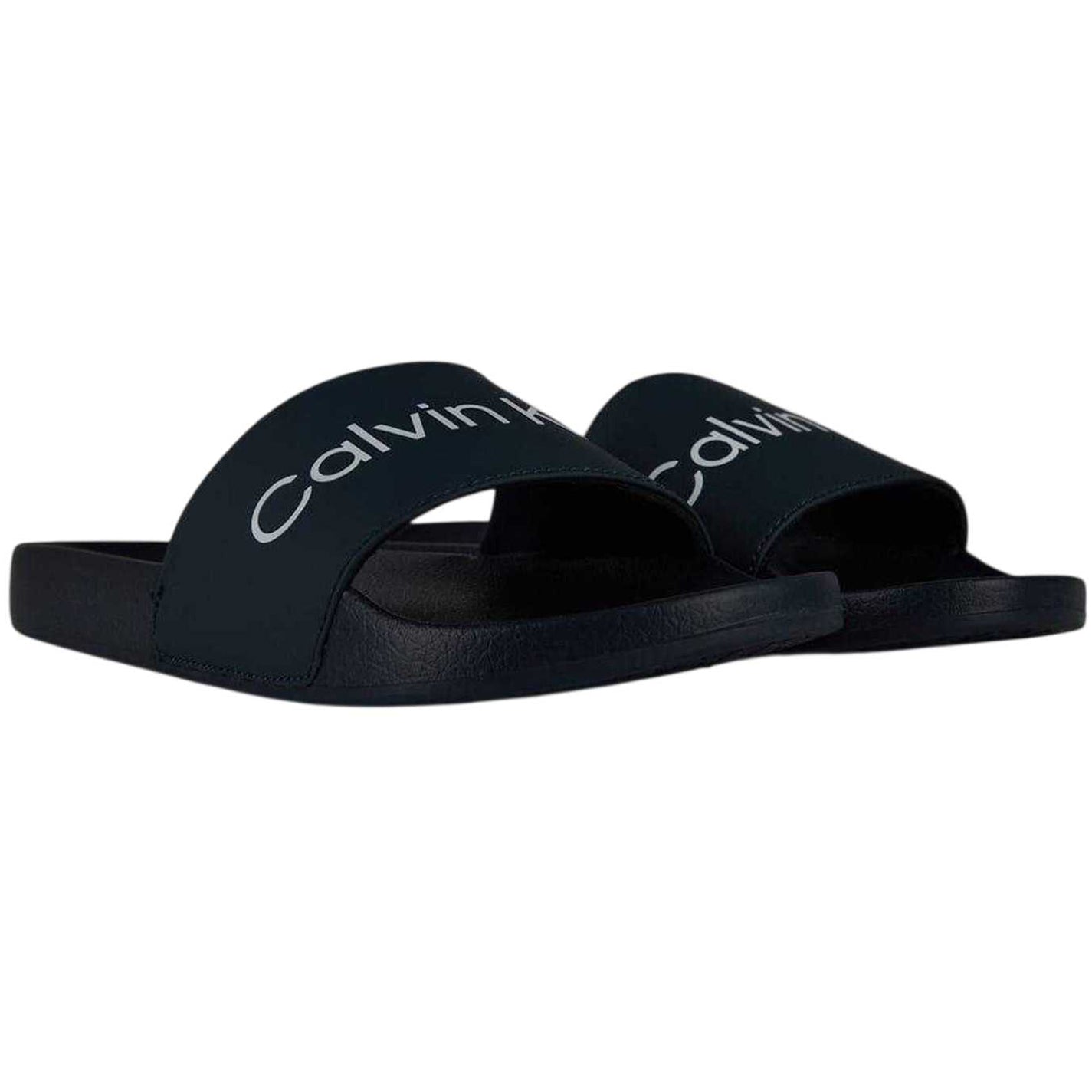 Navy-White - Lifestyle - Calvin Klein Mens Flat Sliders