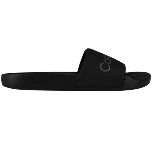 Black-Grey - Front - Calvin Klein Mens Flat Sliders