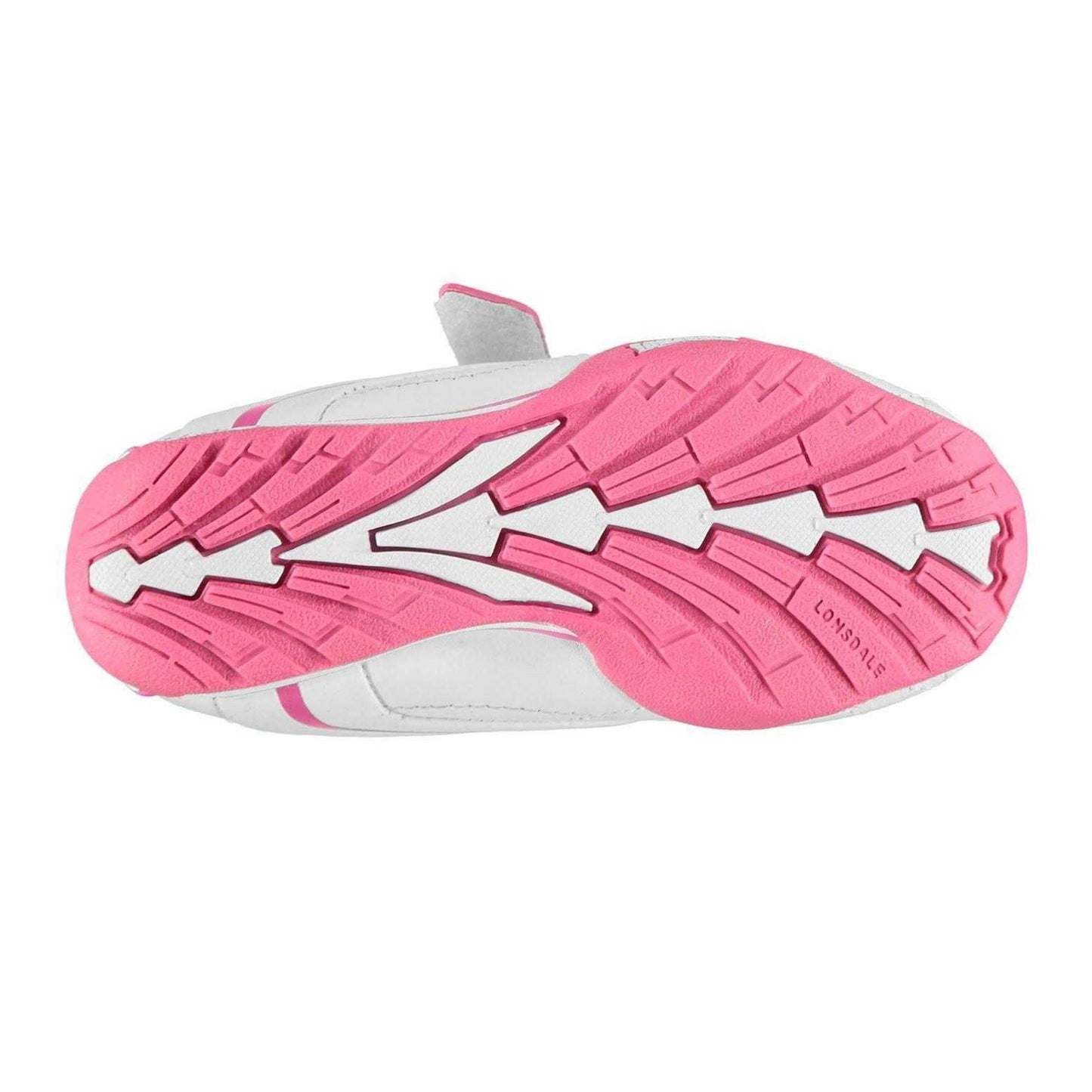 White-Cerise - Lifestyle - Lonsdale Childrens-Kids Camden Leather Hook and Loop Trainers