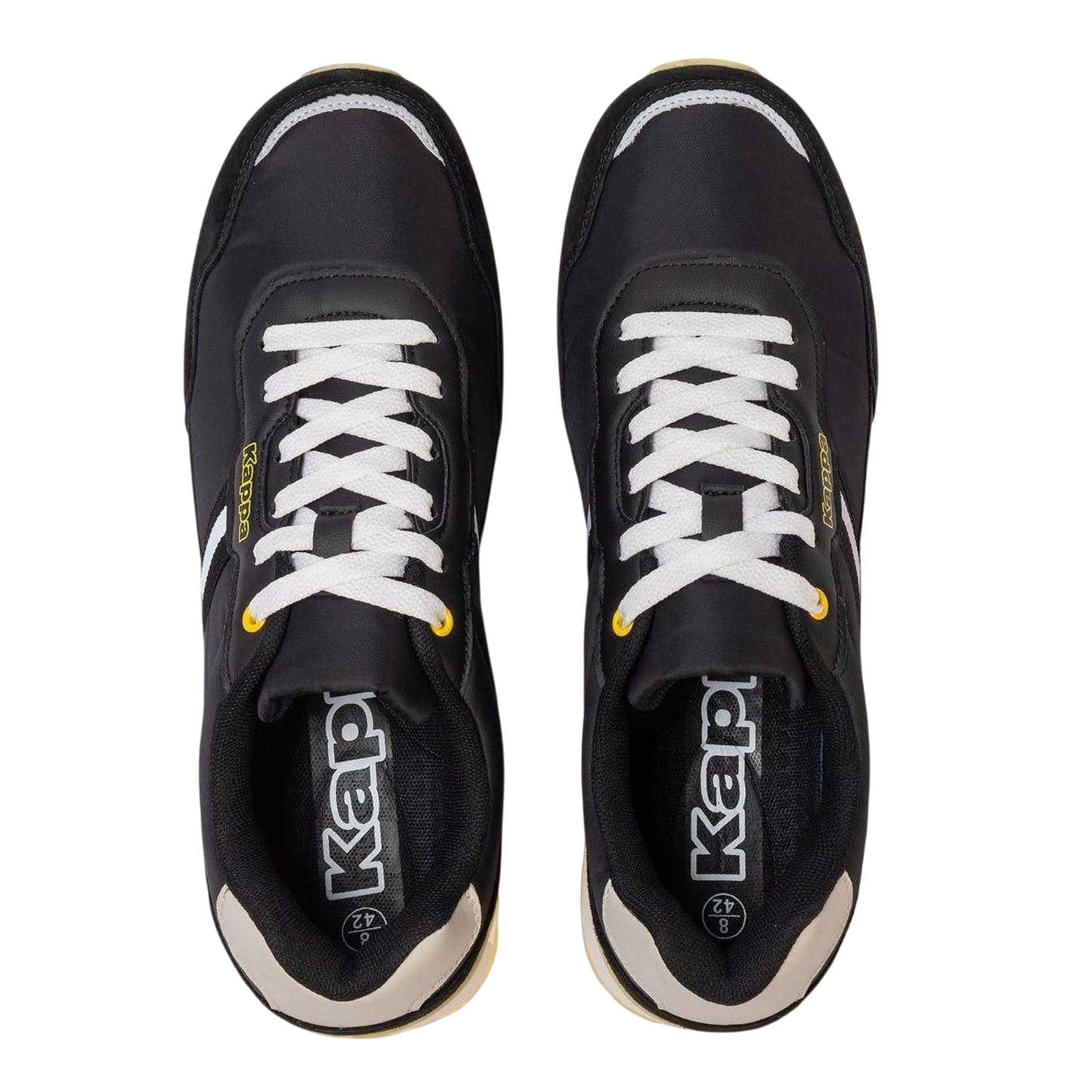 Black-Yellow - Lifestyle - Kappa Mens Draydon Logo Suede Low Cut Trainers