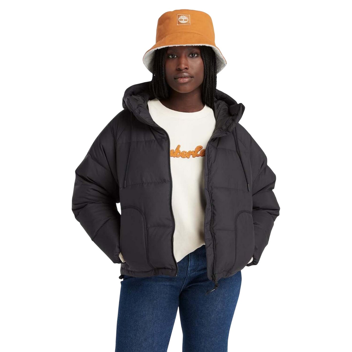 Black - Close up - Timberland Womens-Ladies Recycled Down Padded Jacket