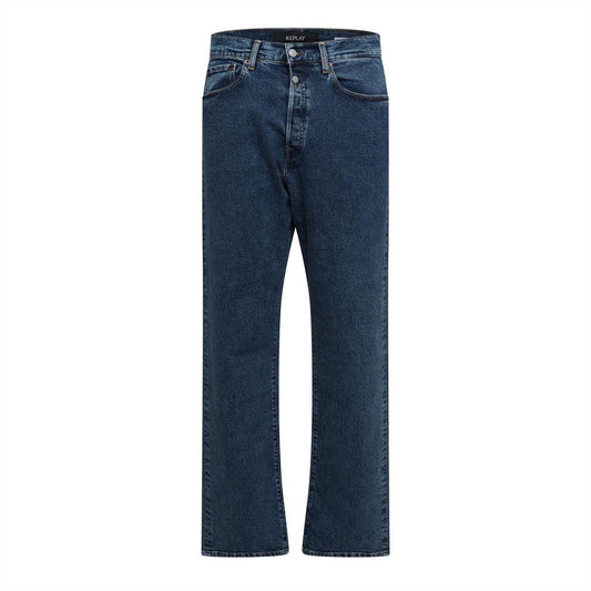 Blue - Front - Replay Mens 9zero1 Denim Straight Jeans