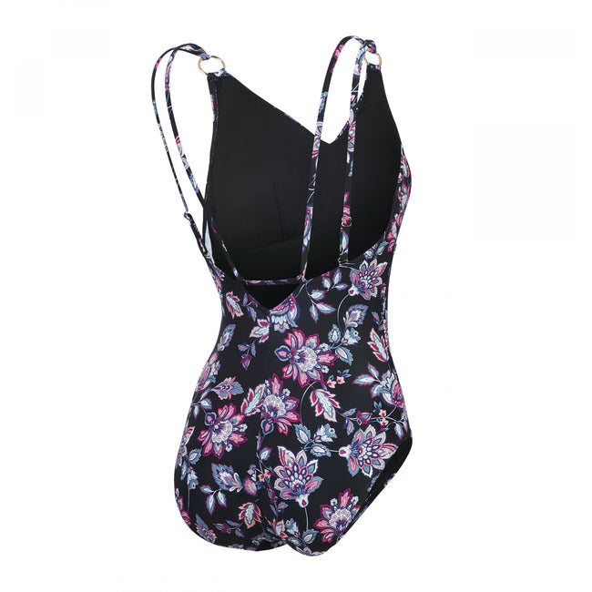 Black - Back - Speedo Womens-Ladies Floral Strappy One Piece Swimsuit