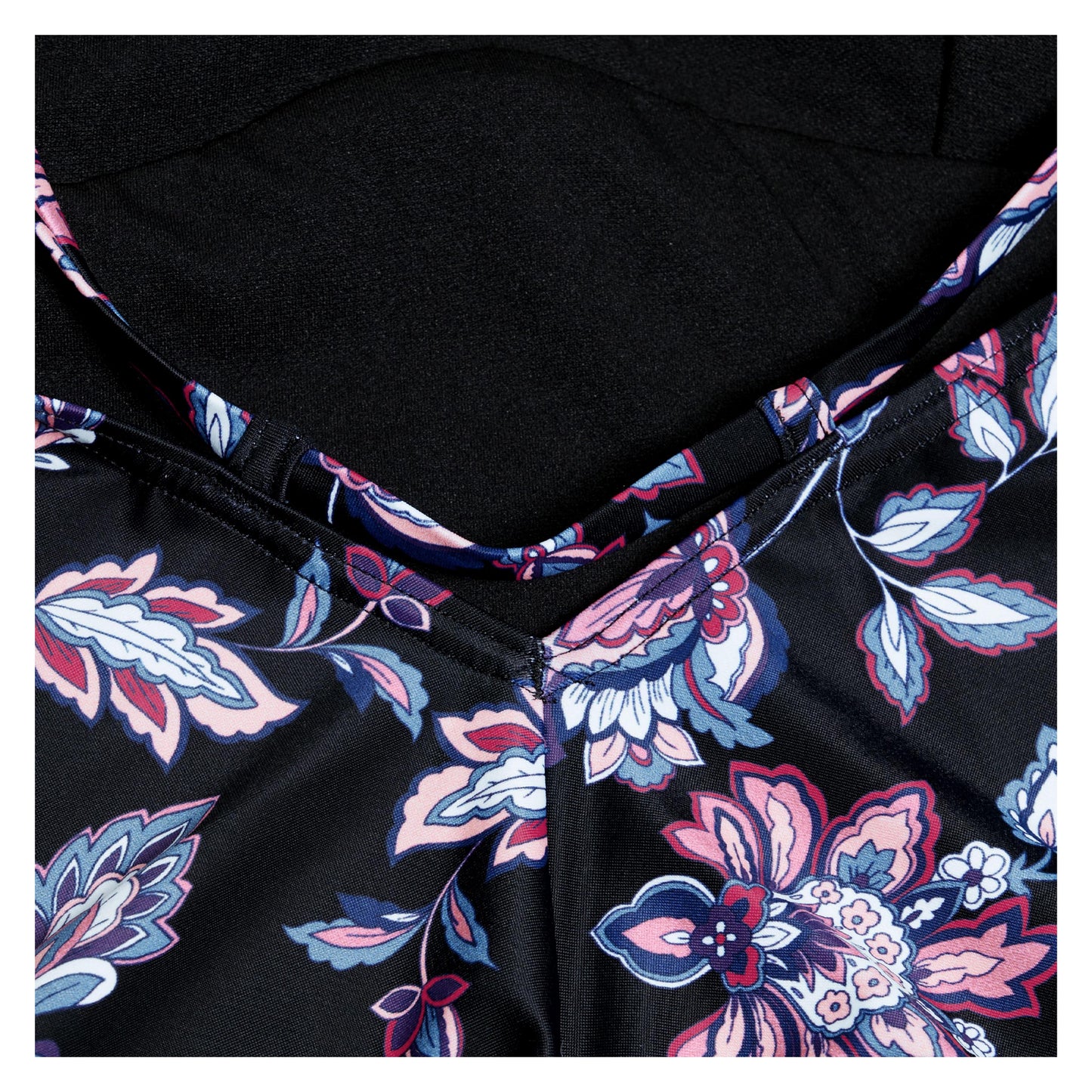 Black - Pack Shot - Speedo Womens-Ladies Floral Strappy One Piece Swimsuit