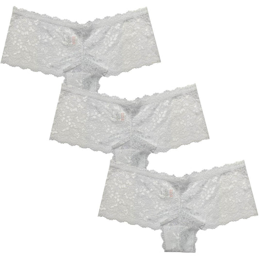 White - Front - Be You Womens-Ladies Floral Lace Trim Briefs (Pack of 3)