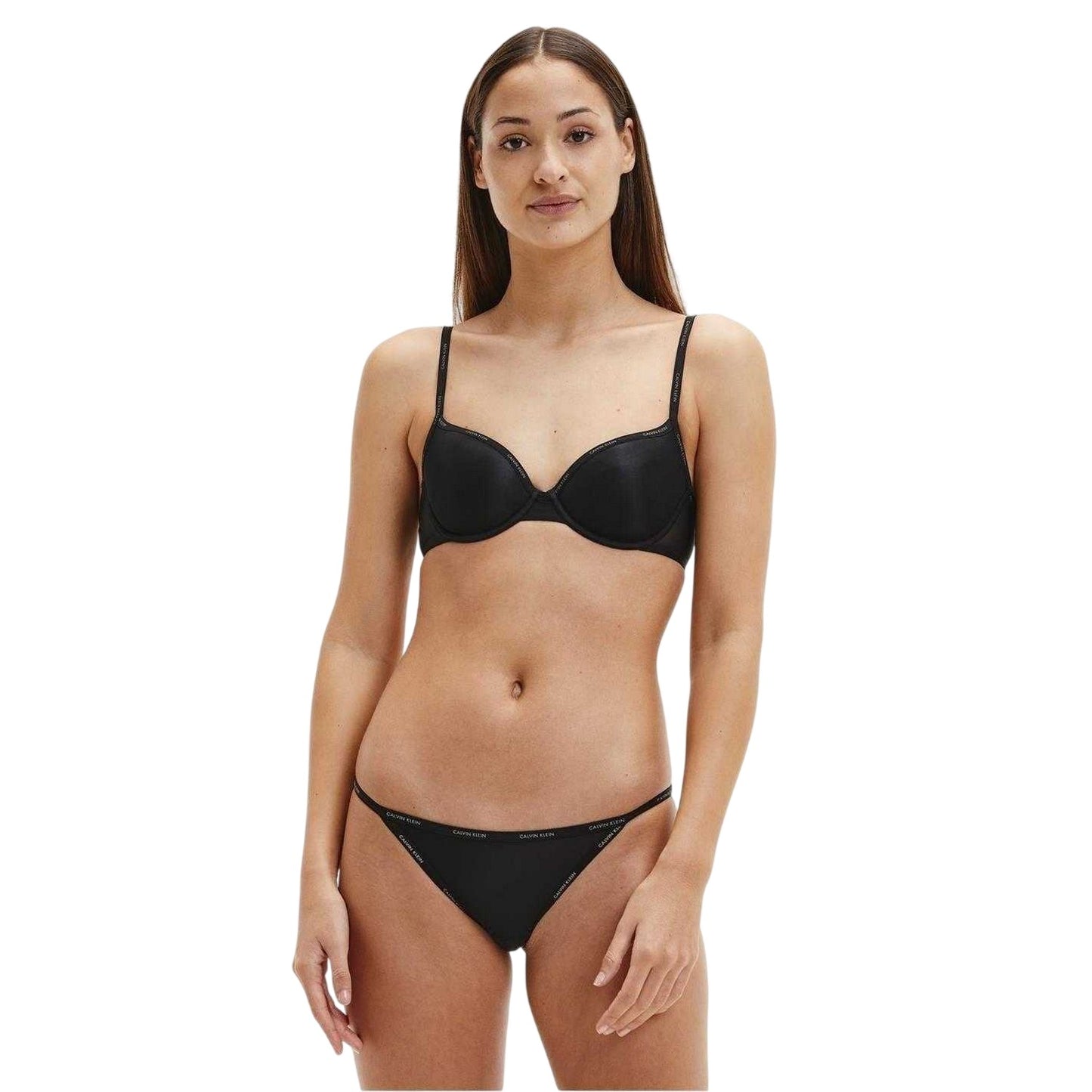 Black - Lifestyle - Calvin Klein Womens-Ladies Marq Demi Lined Lightweight Bra