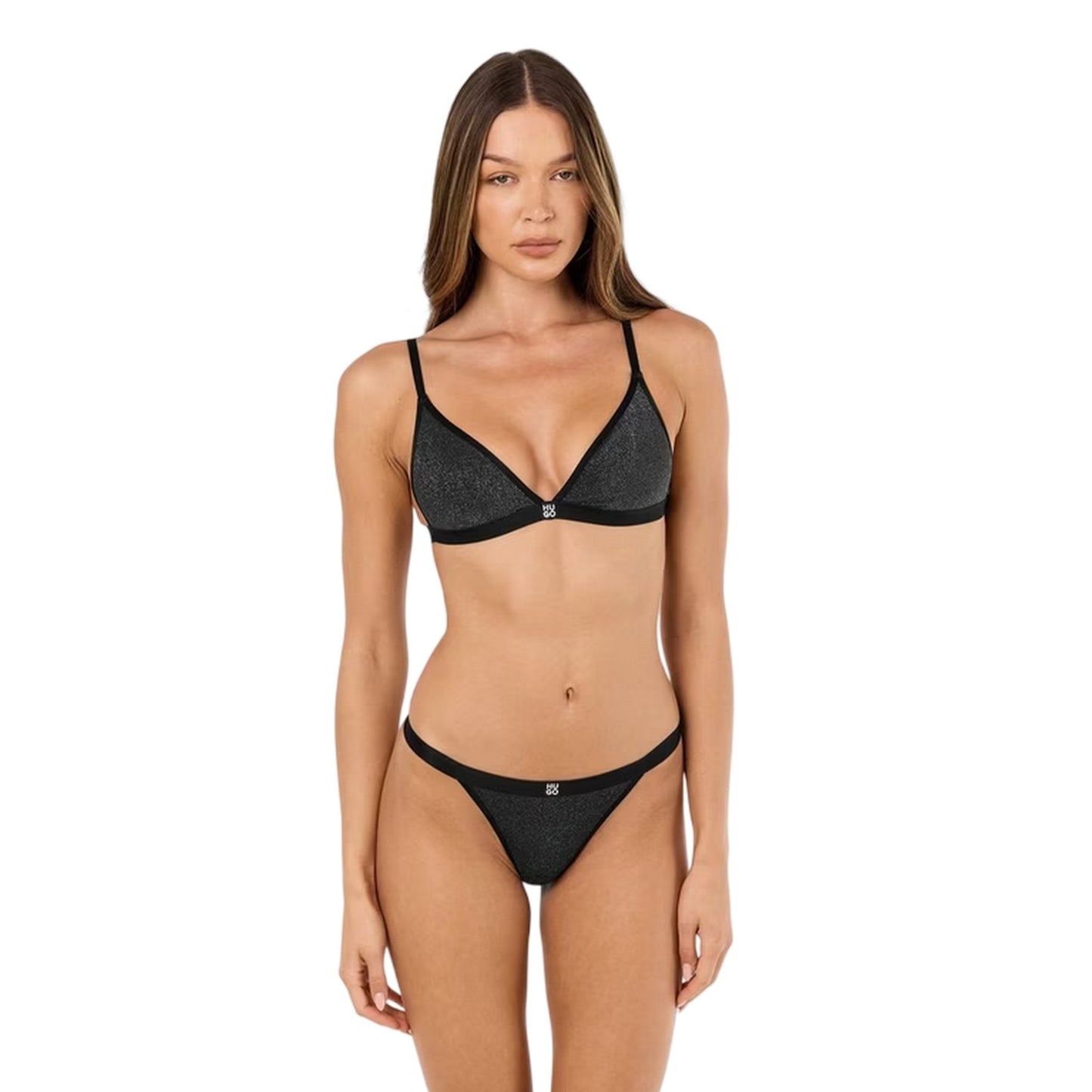 Black - Side - Hugo Womens-Ladies Lurex Bra