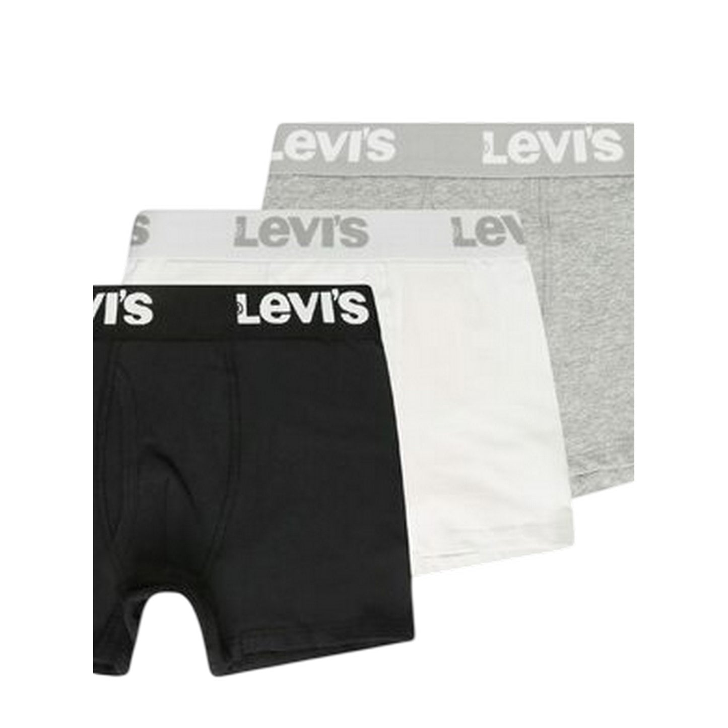 Grey-White-Black - Side - Levis Boys Lettering Boxer Shorts (Pack of 3)
