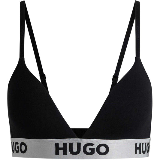 Black-White - Front - Hugo Womens-Ladies V Neck Bralette