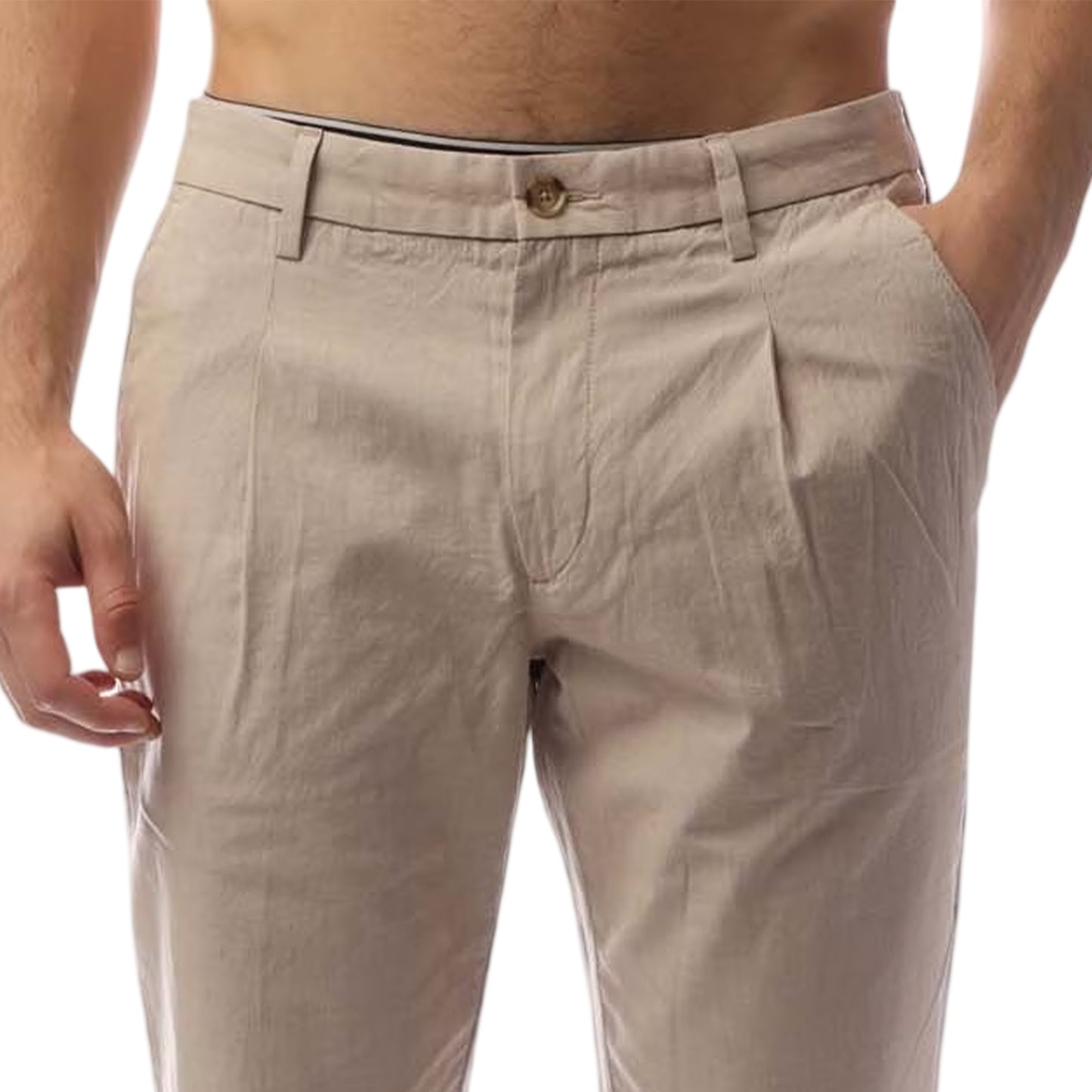 Medium Beige - Side - Boss Mens Kaito1 Slim Trousers