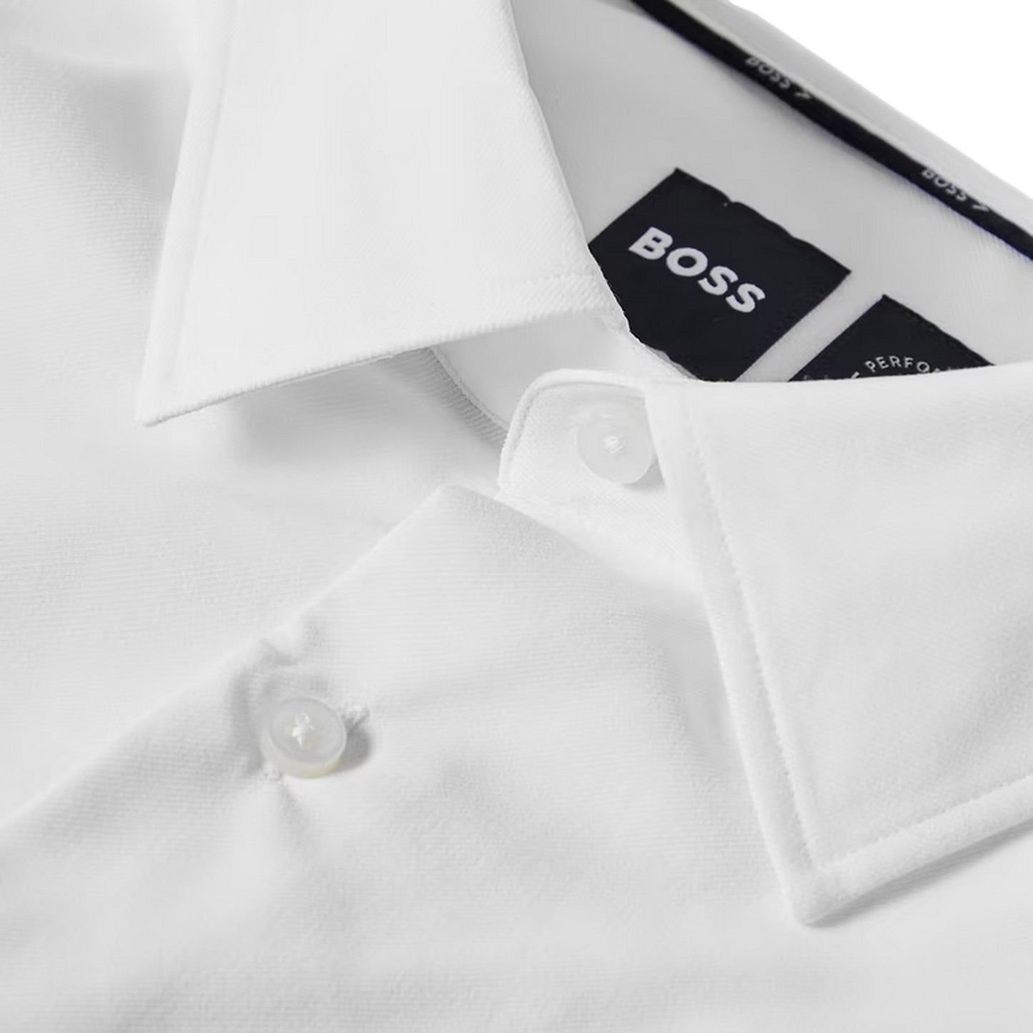 White - Side - Hugo Boss Mens P Hank Oxford Kent Collar Long-Sleeved Shirt