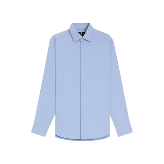Pastel Blue - Front - Hugo Boss Mens P Hank Oxford Kent Collar Long-Sleeved Shirt