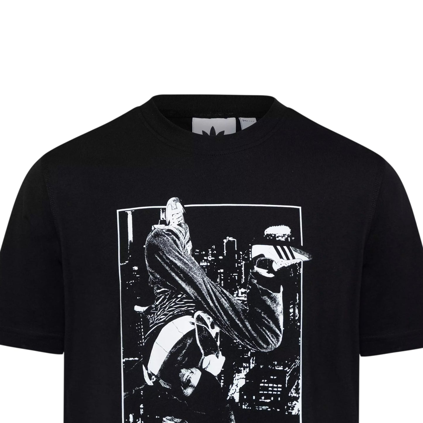 Black - Side - Adidas Mens Samba Poster Cotton T-Shirt