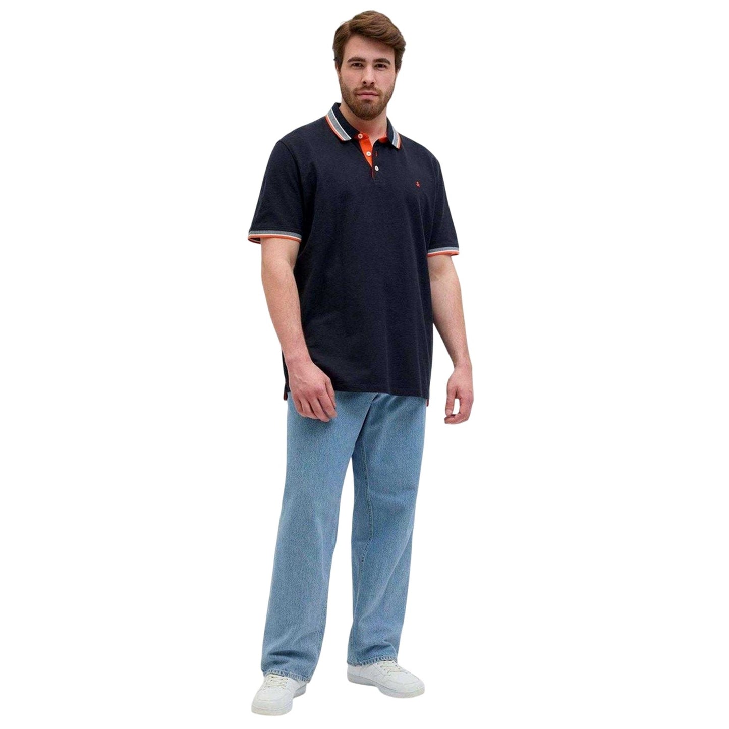 Black-Navy - Pack Shot - Jack And Jones Mens Paulos Organic Cotton Polo Shirt