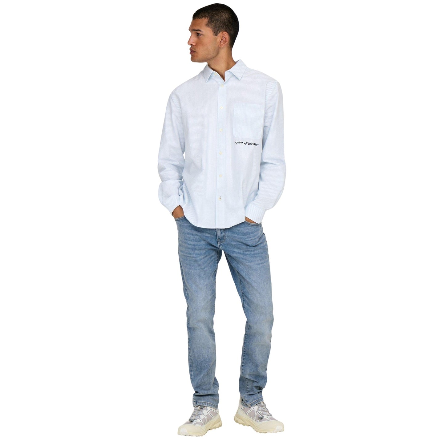 Blue Denim - Pack Shot - Only Mens Denim Plain 5 Pockets Slim Jeans