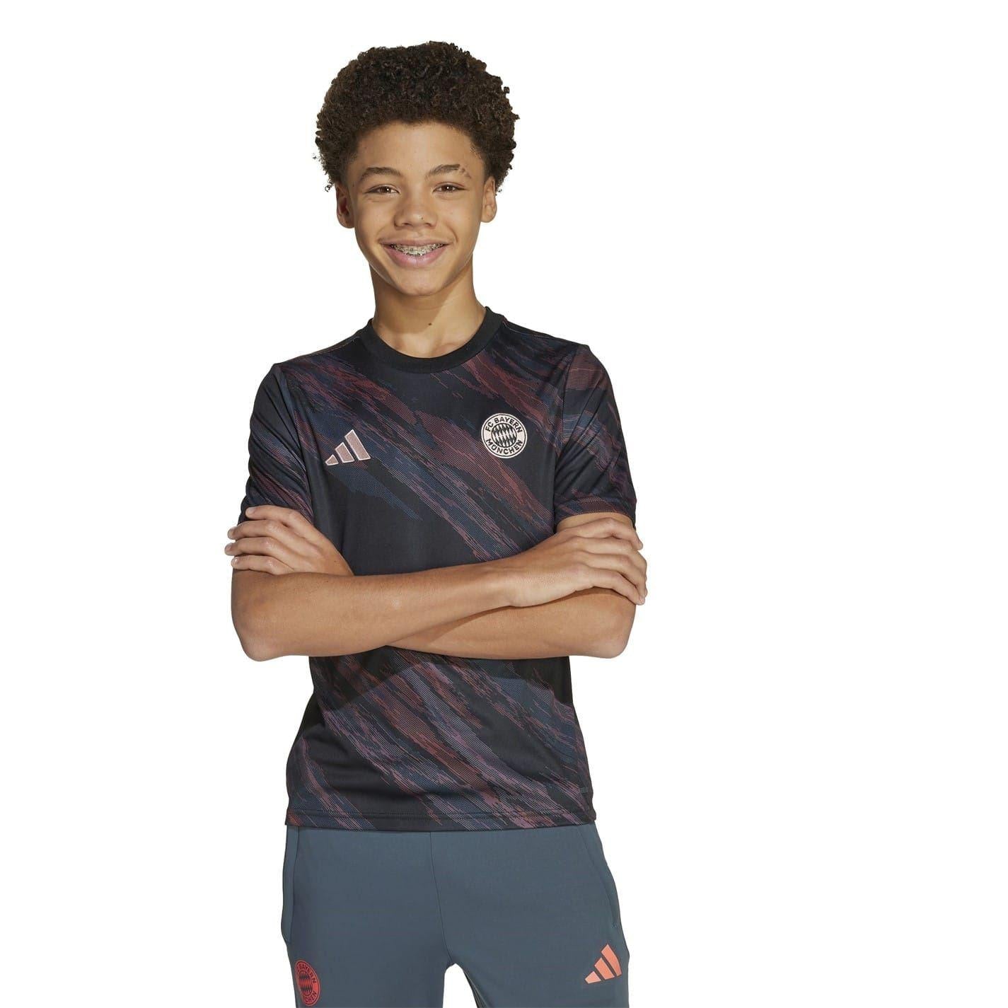 Black - Side - FC Bayern Munich Childrens-Kids Allianz Arena Adidas T-Shirt