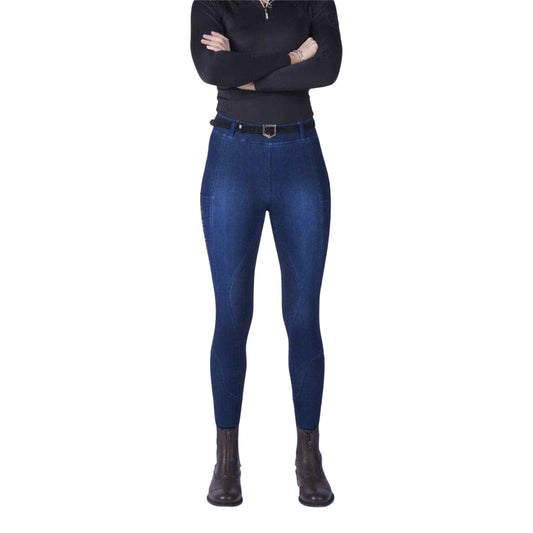 Denim - Front - Just Togs Womens-Ladies Denim Horse Riding Tights