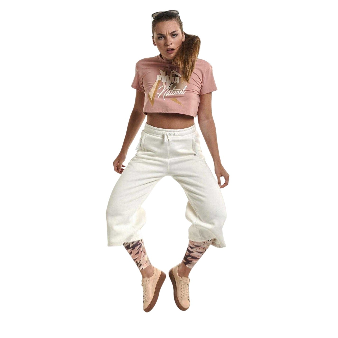 White - Lifestyle - Puma Womens-Ladies Wide Leg Culottes