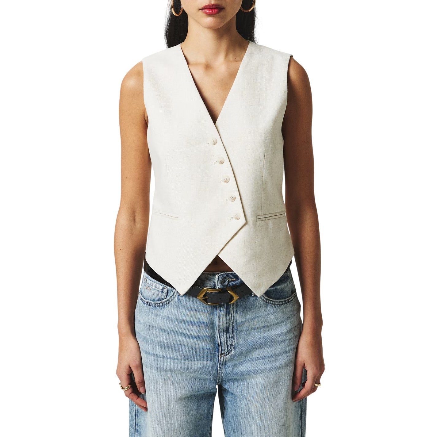 Birch - Lifestyle - Vero Moda Womens-Ladies Asymmetric Linen Vest Top
