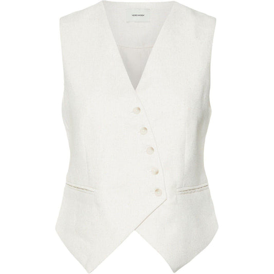 Birch - Front - Vero Moda Womens-Ladies Asymmetric Linen Vest Top